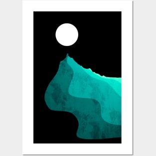 Green peak moon Posters and Art